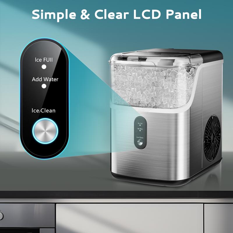 ugget Ice Makers Countertop, Pebble Ice Maker Machine with 35lbs/24H&33lbs/24H Soft Ice, Self-Cleaning Sonic Ice Maker with Ice Scoop&Basket, Utensils, Pellet Ice Maker for Home/Kitchen/Office