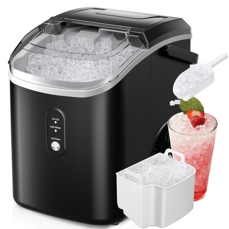 ugget Ice Makers Countertop, Pebble Ice Maker Machine with 35lbs/24H&33lbs/24H Soft Ice, Self-Cleaning Sonic Ice Maker with Ice Scoop&Basket, Utensils, Pellet Ice Maker for Home/Kitchen/Office