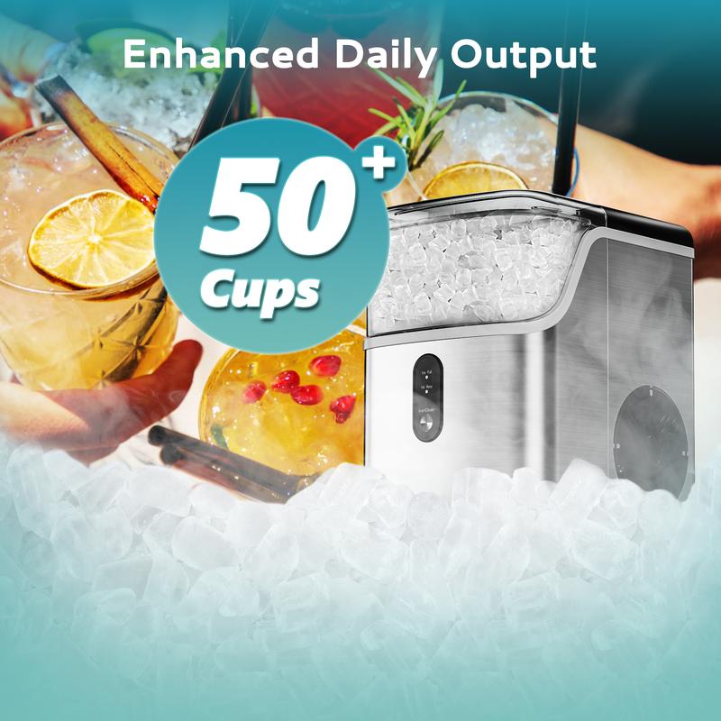ugget Ice Makers Countertop, Pebble Ice Maker Machine with 35lbs/24H&33lbs/24H Soft Ice, Self-Cleaning Sonic Ice Maker with Ice Scoop&Basket, Utensils, Pellet Ice Maker for Home/Kitchen/Office