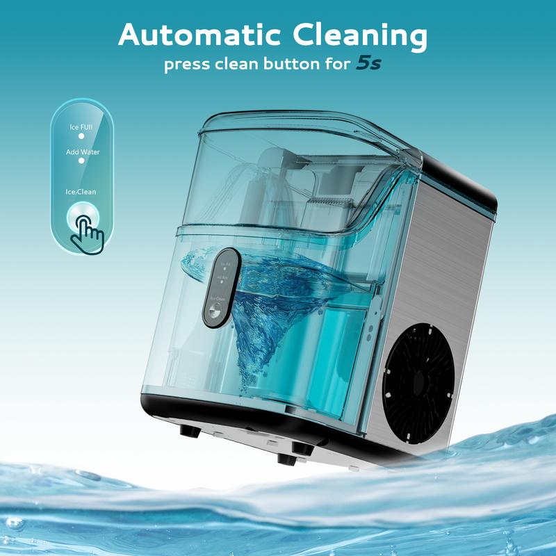 ugget Ice Makers Countertop, Pebble Ice Maker Machine with 35lbs/24H&33lbs/24H Soft Ice, Self-Cleaning Sonic Ice Maker with Ice Scoop&Basket, Utensils, Pellet Ice Maker for Home/Kitchen/Office
