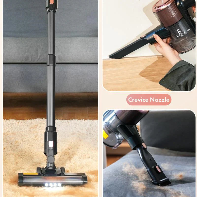 Cordless Vacuum Cleaner – 28KPa Powerful Suction, 50-Min Runtime, 8-in-1 Lightweight Design for Pet Hair & Carpets